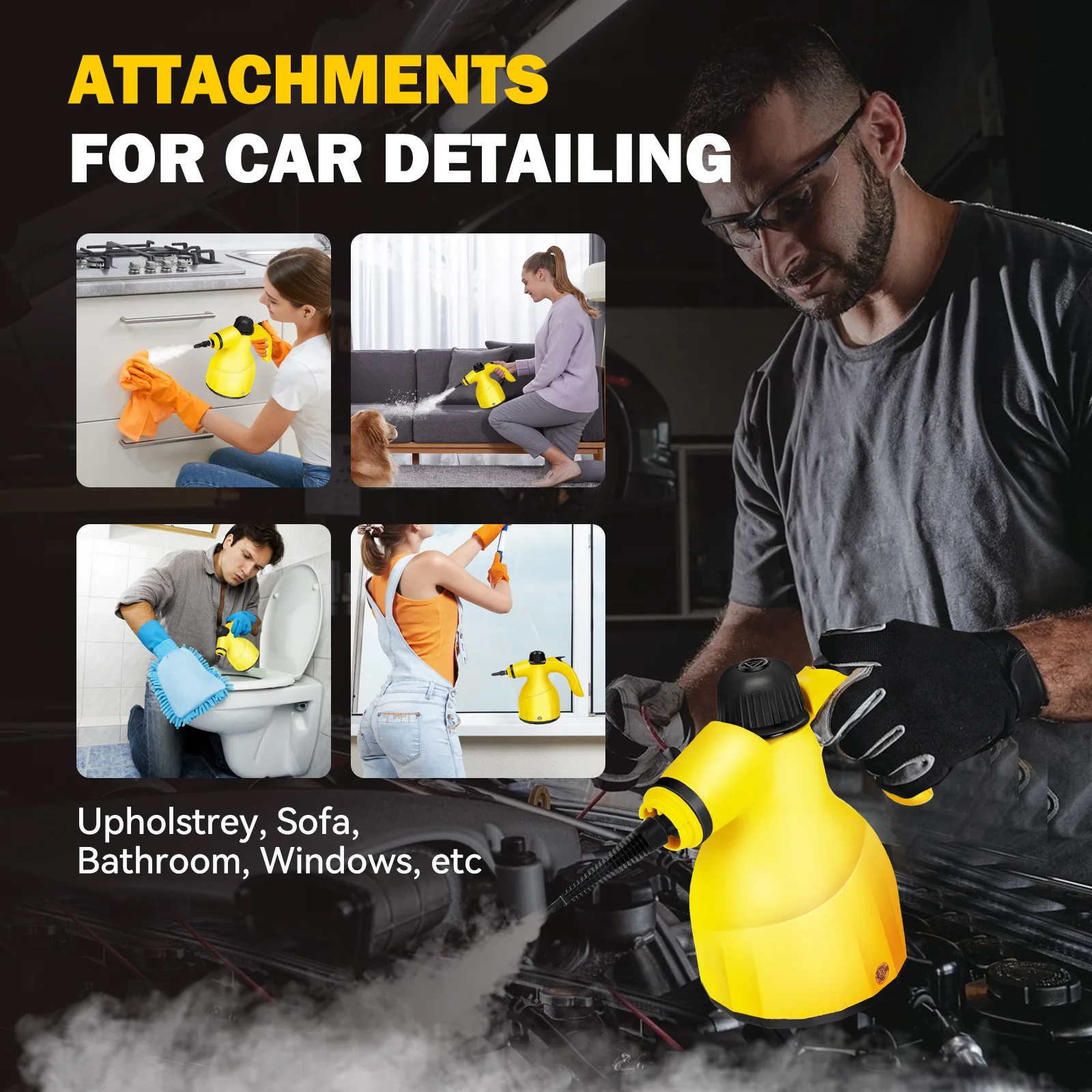 1200W Steam Cleaner High Pressure Temperature Cleaning Home Appliance Air Conditioning Kitchen Hood Car Cleaner With Water Tank 6
