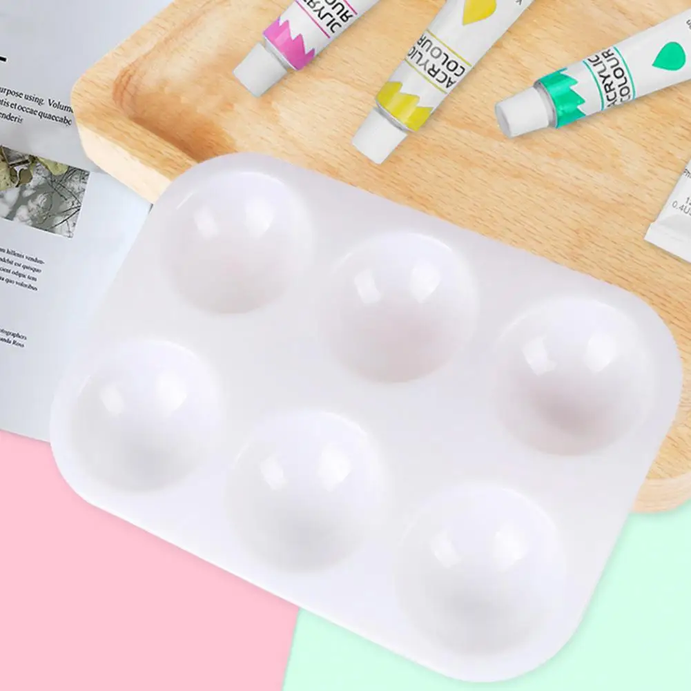 10Pcs White Plastic Paint Tray Palettes 6 Holes Thickened Art Classes DIY Crafts Watercolor Palette School Art Paint Tray