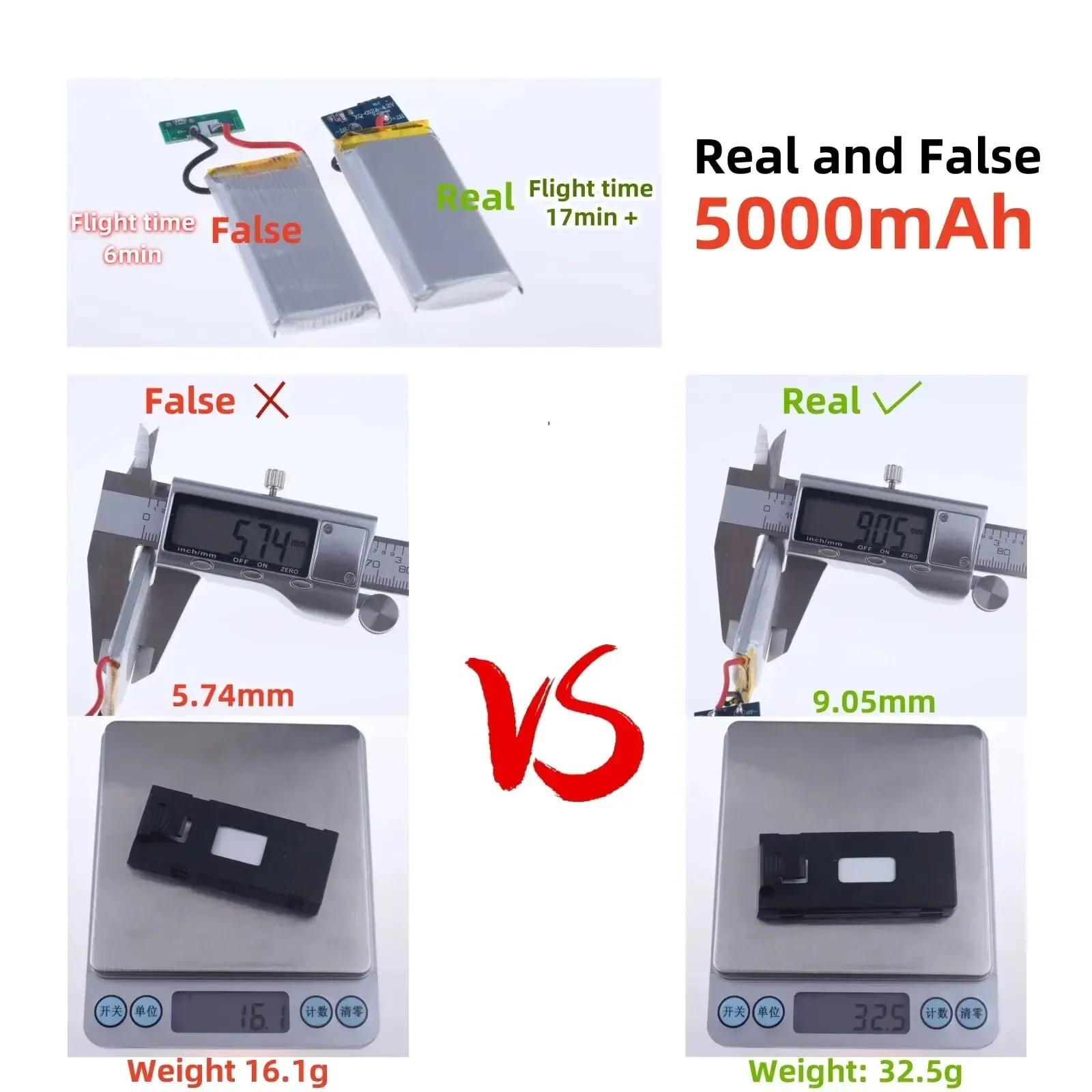 Batterie drone E88 5000mAh en gros plan, étiquette de capacité et logo de marque.