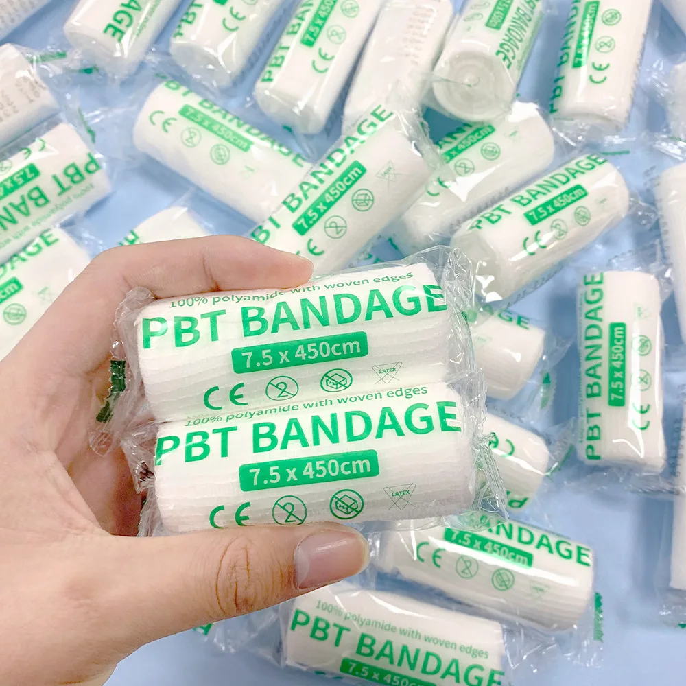 7.5cm X 4.5m Cotton PBT medical bandage Elastic Bandage Medical Supply Conforming First Aid Gauze Wound Dressing Emergency Care 5/10/20pcs/lot