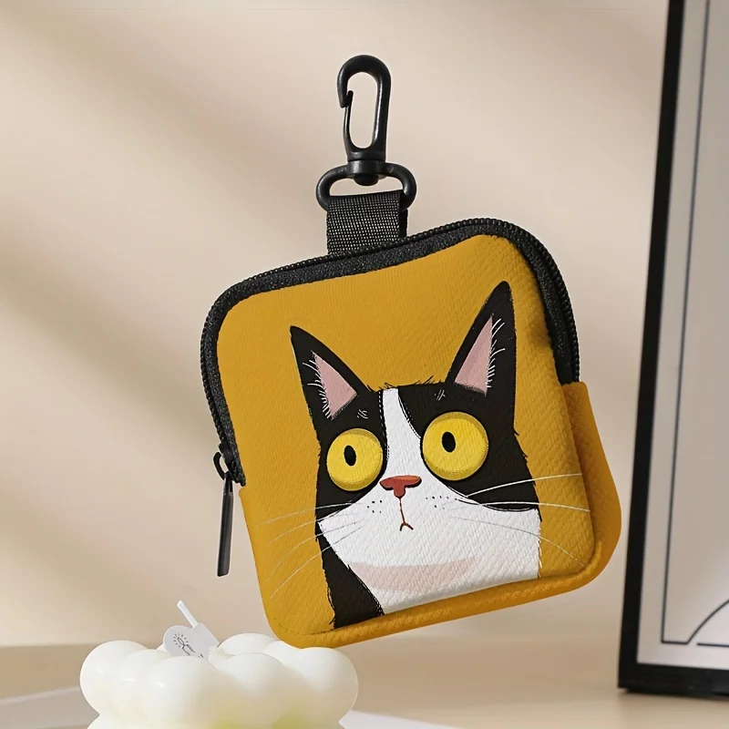 1 pc Cat pattern printed large capacity coin wallet, digital printed coin wallet storage bag, ideal choice for gifts