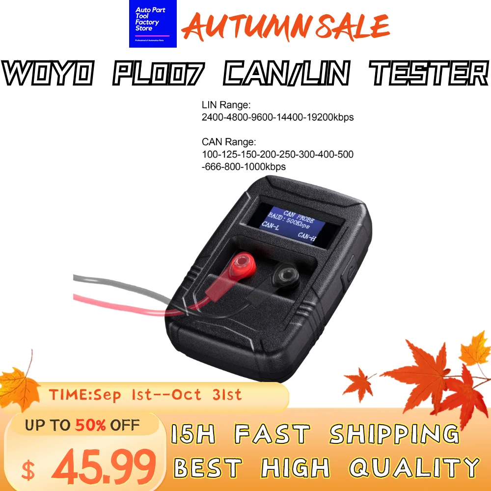 

WOYO PL007 CAN LIN Tester CAN BUS Analyzer Automotive tool for All Car Automatic Recognize CAN-H L Analysis to Read Baud Rate