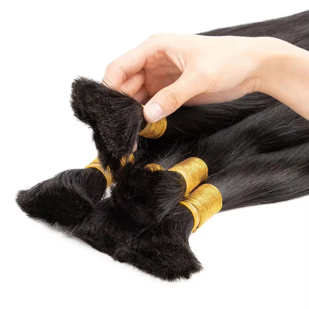 Bulk Hair Silky Straight 100% Human Hair Bulk No Weft Human Hair Extensions 50G 100G Micro Human Braiding Hair For Boho Braids 5