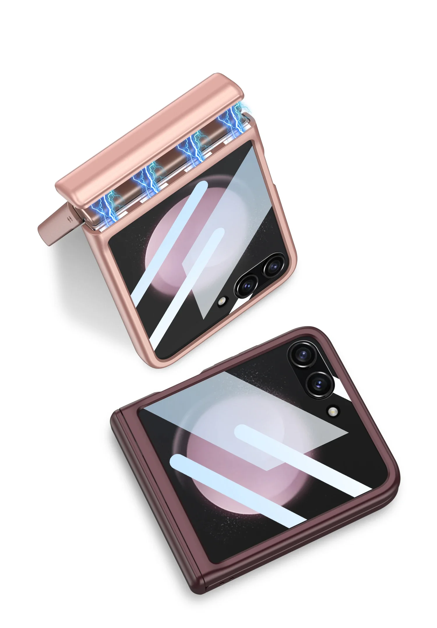 Original Case for Samsung Galaxy Z Flip 5 6 7 Magnetic Hinge With Screen Glass A