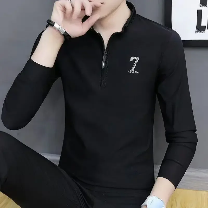 thumbnail image 1 of Camisetas tipo polo para hombre, camisetas de cuello de calidad, ropa gráfica para hombre con cuello, cuello negro, normal, Y2k, moda Harajuku, poliéster, 1 of 4