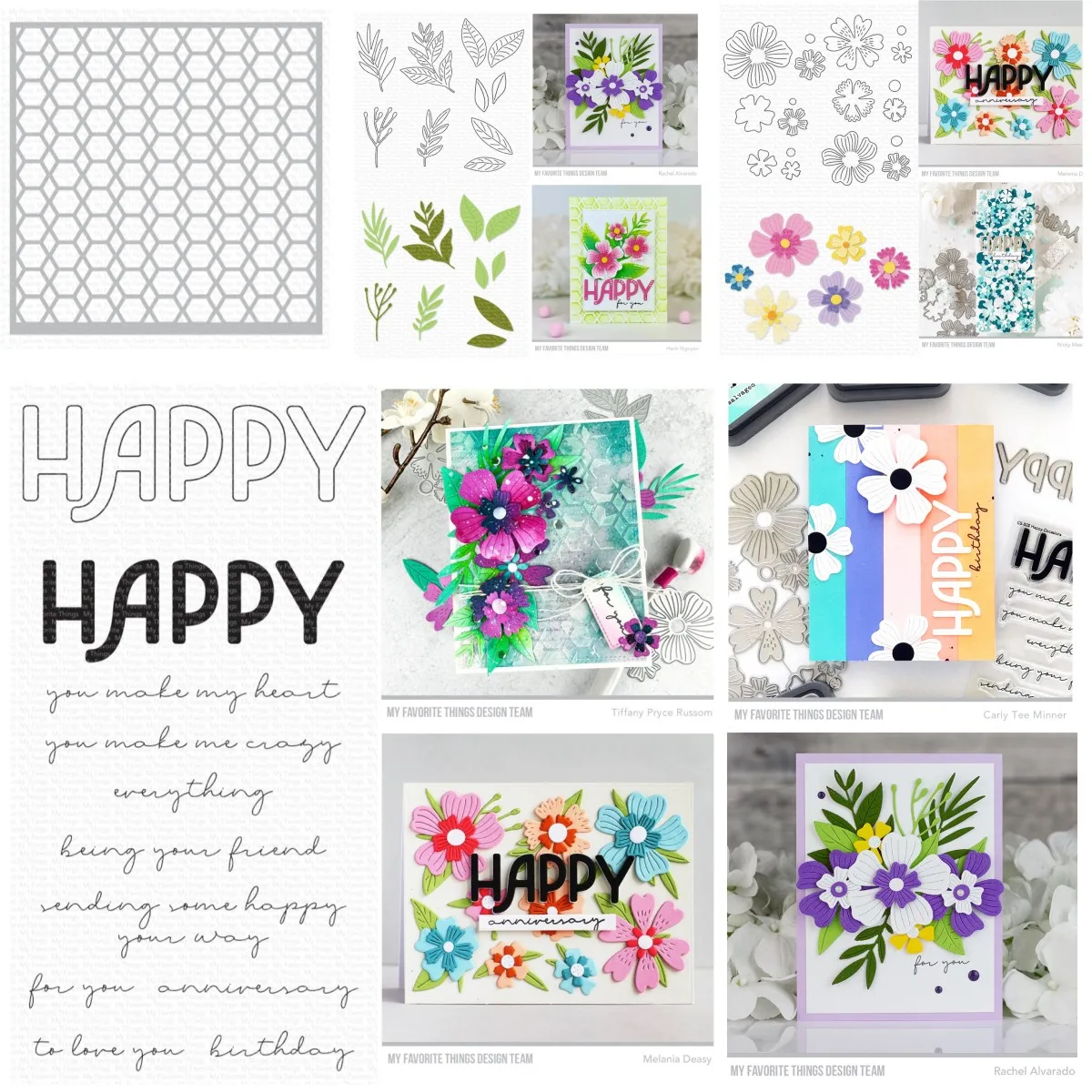 

Happy Blooms Metal Cutting Dies Clear Stamps Stencil Decorating Scrapbook Diy Paper Card Album Mould Embossing Craft 2023 New