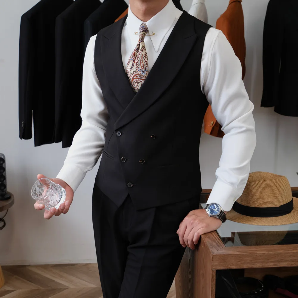High Quality 3pcs Suit For Men Slim Fit Elegant Wedding Suits For Man Luxury Black Traje De Novio Para Boda Jacket+ Vest+ Pant