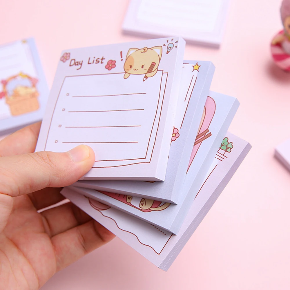 80 Sheet Cute Cat Sticky Notes Student Notepad Planner Post To-do Lists Scrapbooking Decoration Supplies Stationery weekly planner notebook agenda kawaii budget binder office student school stationery supplies teacher gift notes blocks binder