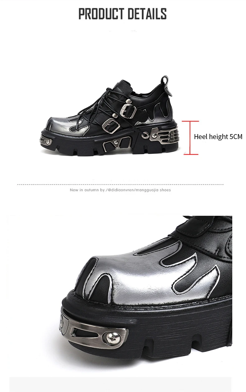 U-Double Punk Style Woman Gothic Flame Carved Vintage Rock Shoes 2022 New Dark Leather Shoes Metal Niche Low Top Platform Shoes -S076815791b35470f9e5378a0ed0b252cb