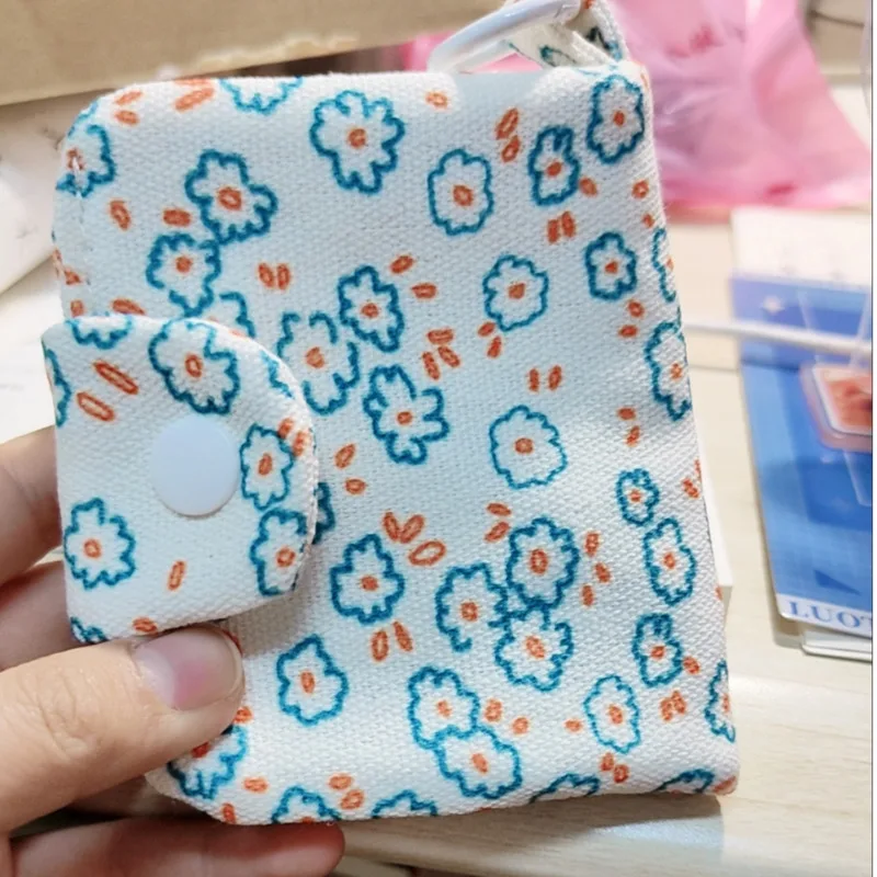 

Cute Blossom Pouch Multilayer Mini Cosmetic Pouch Portable Lipstick Bag Card Pouch Earphones Kawaii Mini Canvas Bag Change Purse
