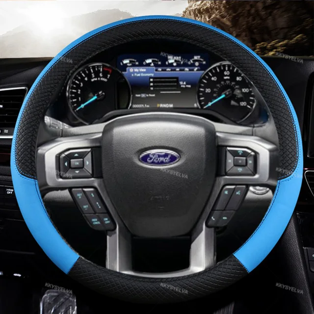 Steering Wheel Cover For Ford F150, F250, Expedition - Custom Fit Microfiber Leather With Honeycomb Grip