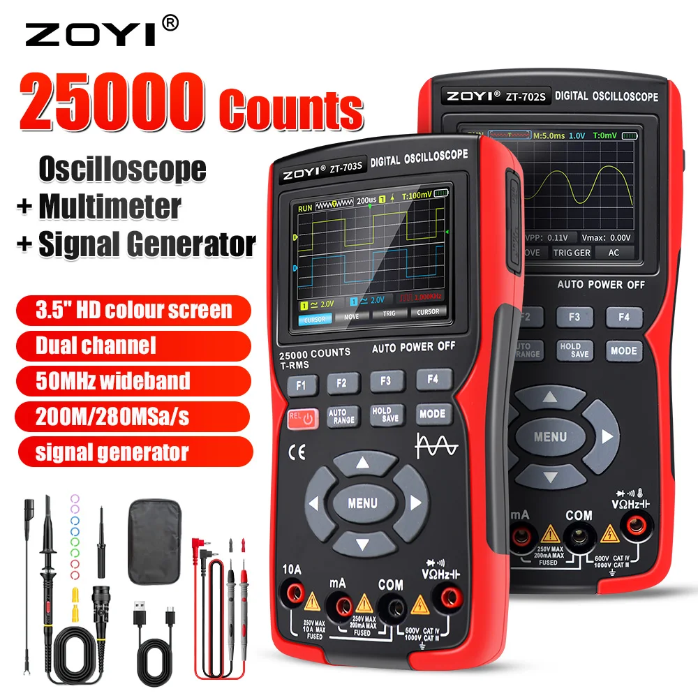 Digital Oscilloscope Multi-instrument Dual-channel ZT-703S Multi-function Multimeter Signal Generator Three-in-one High Precision