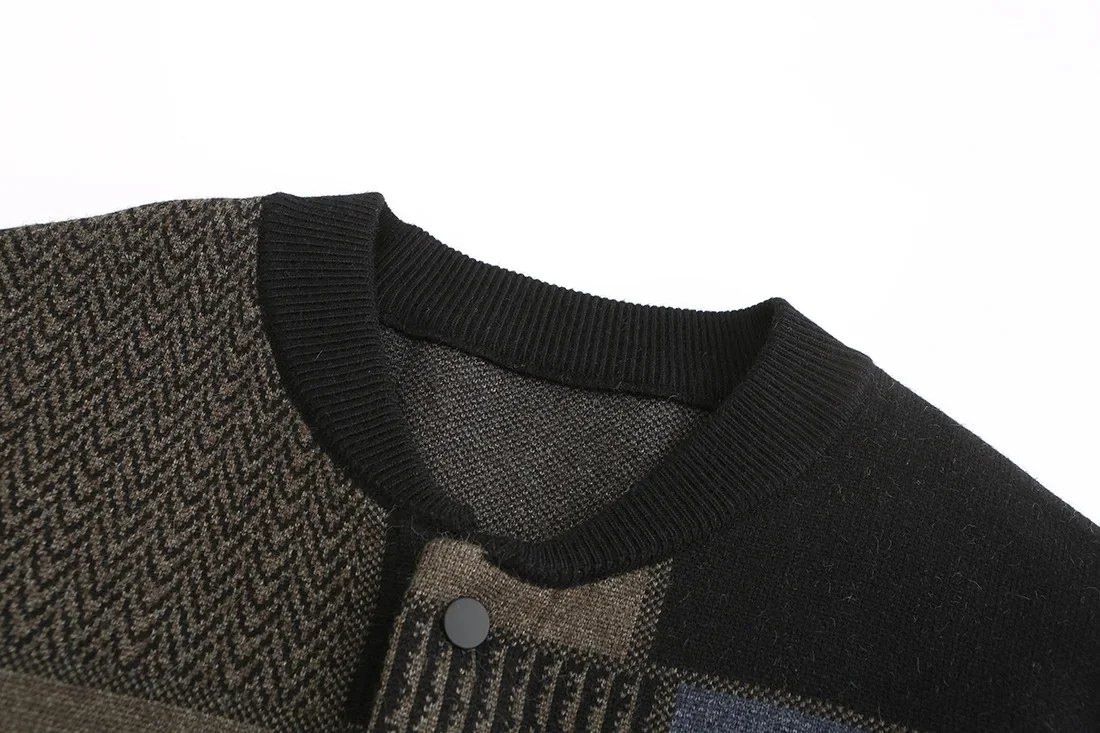 Men's Long Cardigan Thickened Sweater Autumn Stand Collar Knit Sweater Coat