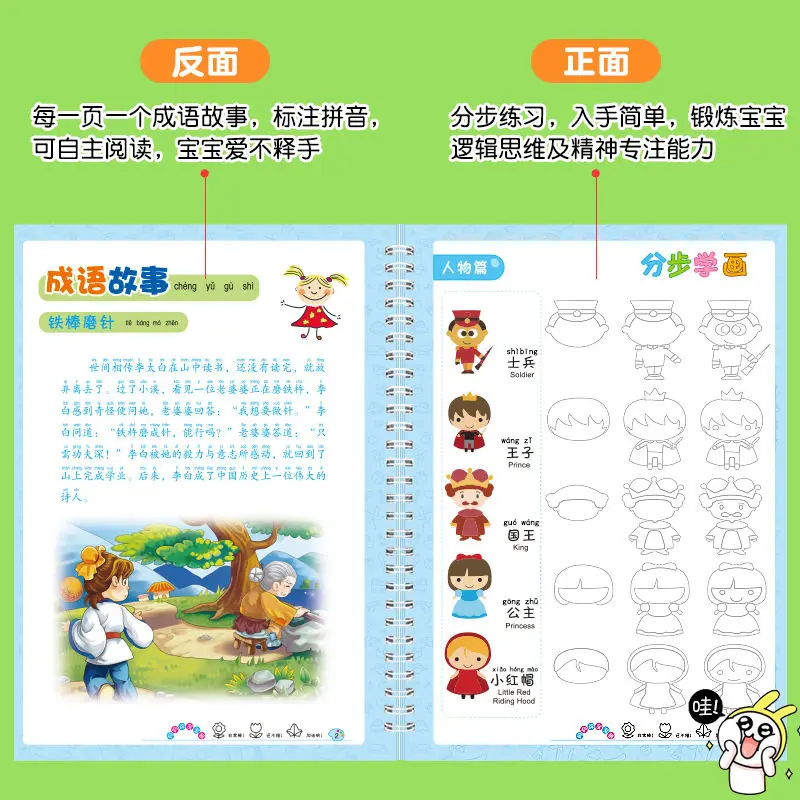 Kindergarten & Primary School Kids Doodle Book- 34 Patterns for Tracing & Drawing Practice with Magic Erasable Pen for Repeated 3