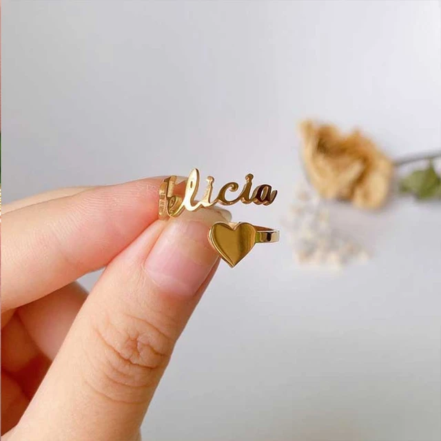 Personalized Any Name 14k Gold Plated Three Fingers Any double Name Ri – My  Personal Jewelry