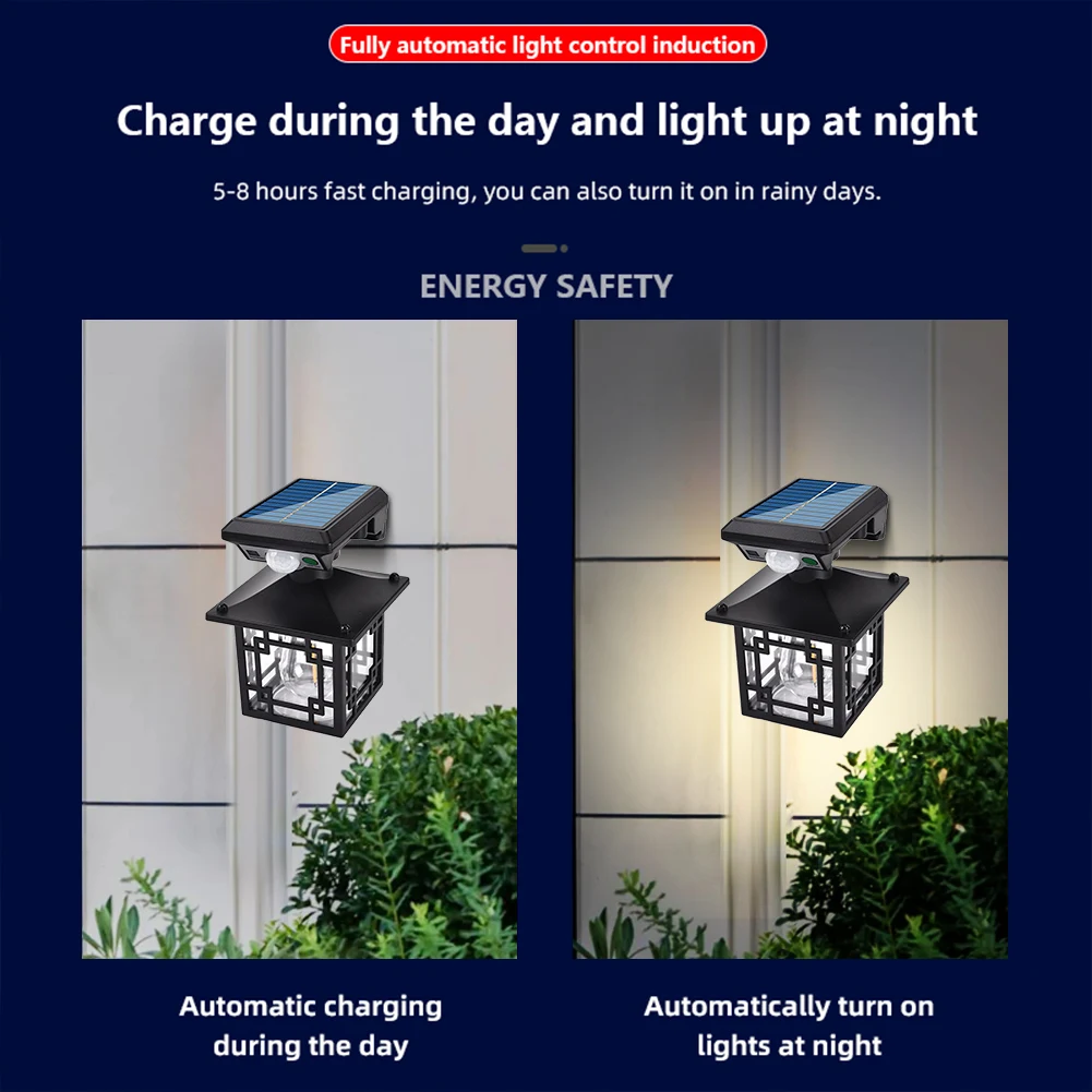 Motion Sensor Solar Street Light IP65 Waterproof Garden Security Wall Light Intelligent Sensor Light for Patio Villa Yard