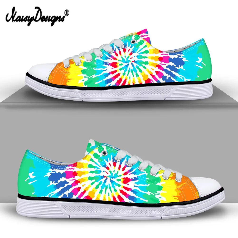 

Noisydesigns 2021 Women Lightweigt Sneakers Colorful Tie Dye Design Canvas Shoes Lace-up Ladies Classic Women Vulcanized Shoes
