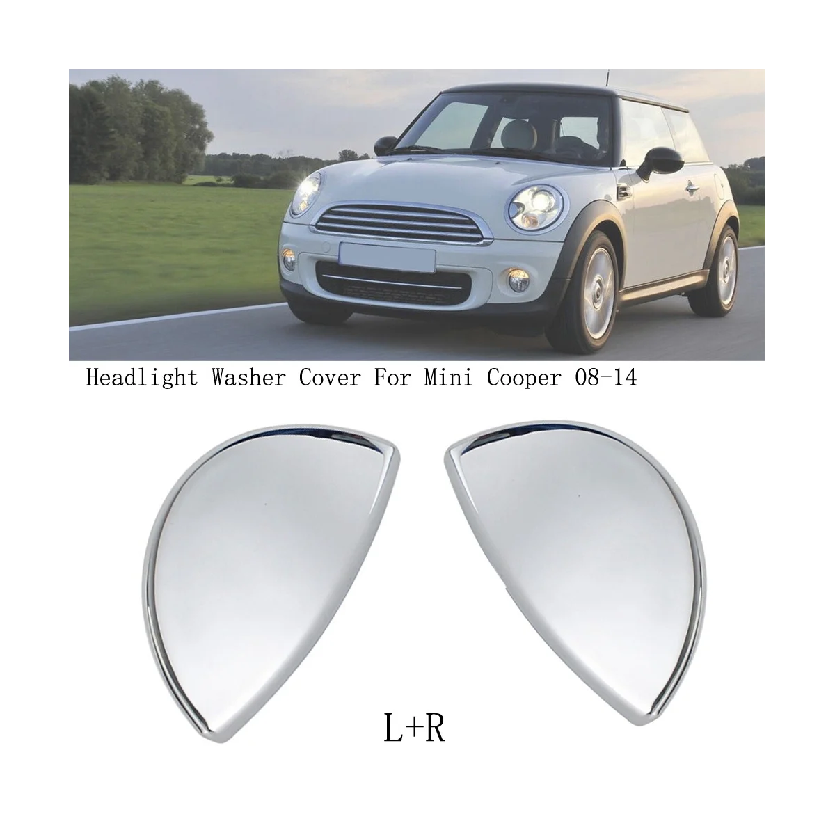 

Front Headlight Washer Cover 61672752560 for Mini Cooper Hatchback 2007-2008 Wagon Convertible Coupe Right