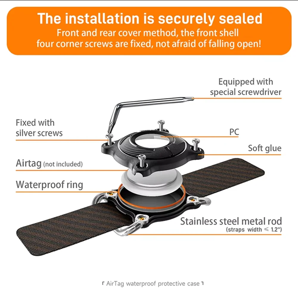 Airtag Dog Collar Holder Waterproof Airtag Case for Dog Collar with Removable Metal Loop Light Weight fit for Apple Airtags