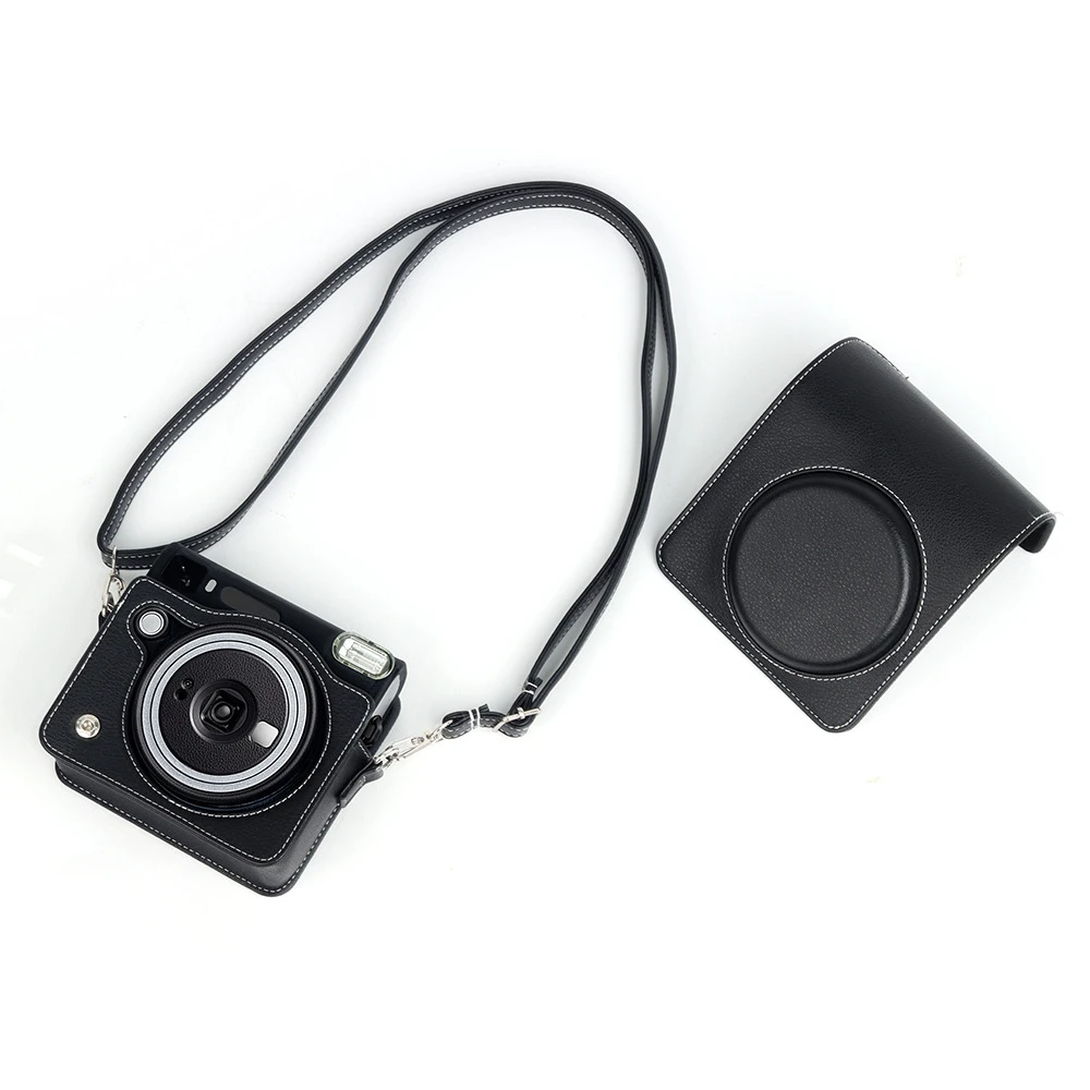 PU Leather Protective Case With Strap For Fujifilm Instax SQ40 Instant Camera - Compact Storage Bag