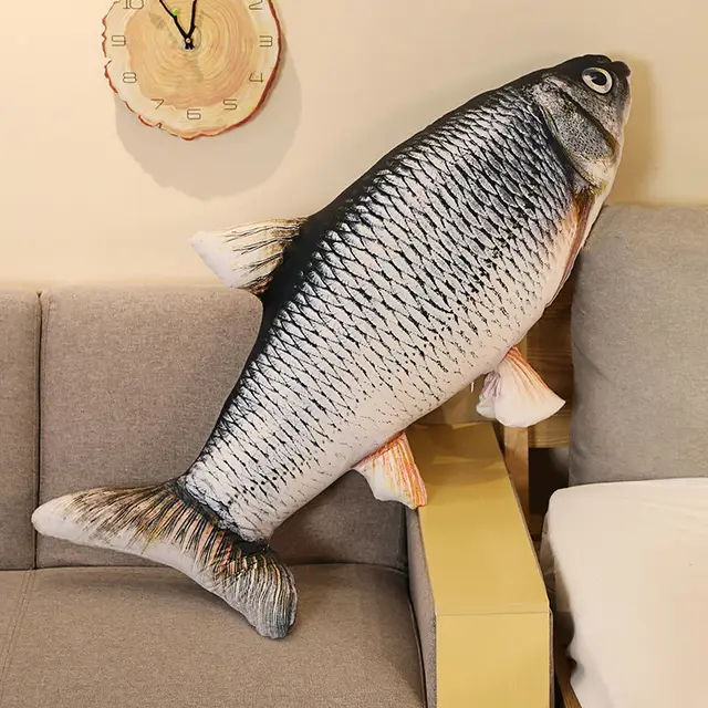 120CM Simulation Fish Plush Doll Crucian Carp Sleeping Plush Pillow 3D Grass Carp Pillow Clown Fish Plush Toy Stuffed Animals