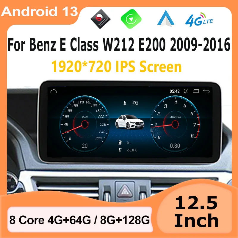 

Android 13 Snapdragon 665 8 Core 12.5" GPS Navi CarPlay Auto Car Multimedia Radio player For Mercedes-Benz E Class W212 E200 4G
