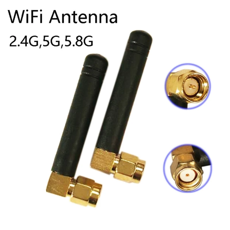 WiFi Antenna 2.4GHz/5.8GHz Dual Bands 3dbi RPSMA-/SMA Connector Rubber For Mini PCI Card Camera USB