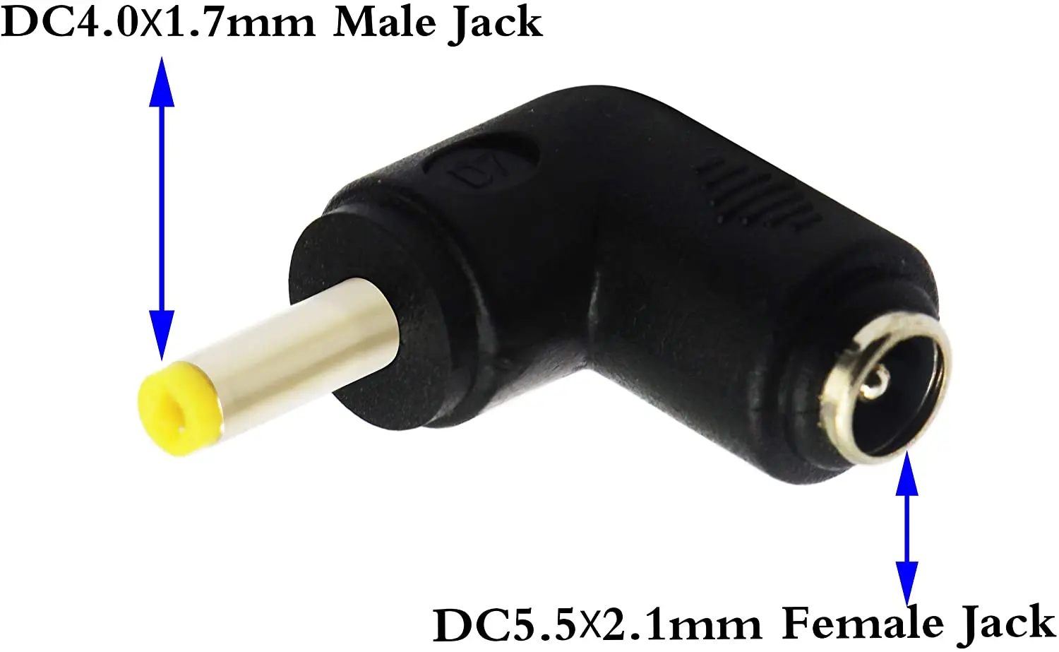 2pack DC4.0x1.7mm Male 90 Degree Angle to DC5.5x2.1mm Female Adapter DC Barrel Power Jack Charging Cable Connector for Tablet
