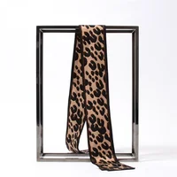 Europe And The United States Leopard Print New Silk Scarf Tied Bag Small Ribbon Scarf Small Scarf Ribbon Hair Band Small Scarf 1