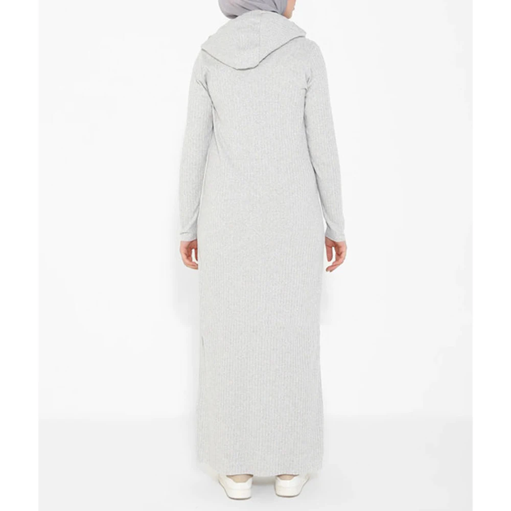 Ramadan Kaftan Dubai Hooded Hijab Dress Drawstring Design Long Sleeve Full Cover Muslim Fashion Knitted Islamic Modest Robe