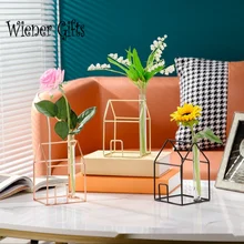 ins style creative house glass vase ornaments Nordic home simple high-end electroplating home decoration home furnishings