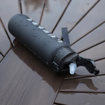 1000ml Sports Water Bottle Leakproof Plastic Frosted Cup BPA-Free Portable Drinking Cup with Time Scale for Camping Running 5