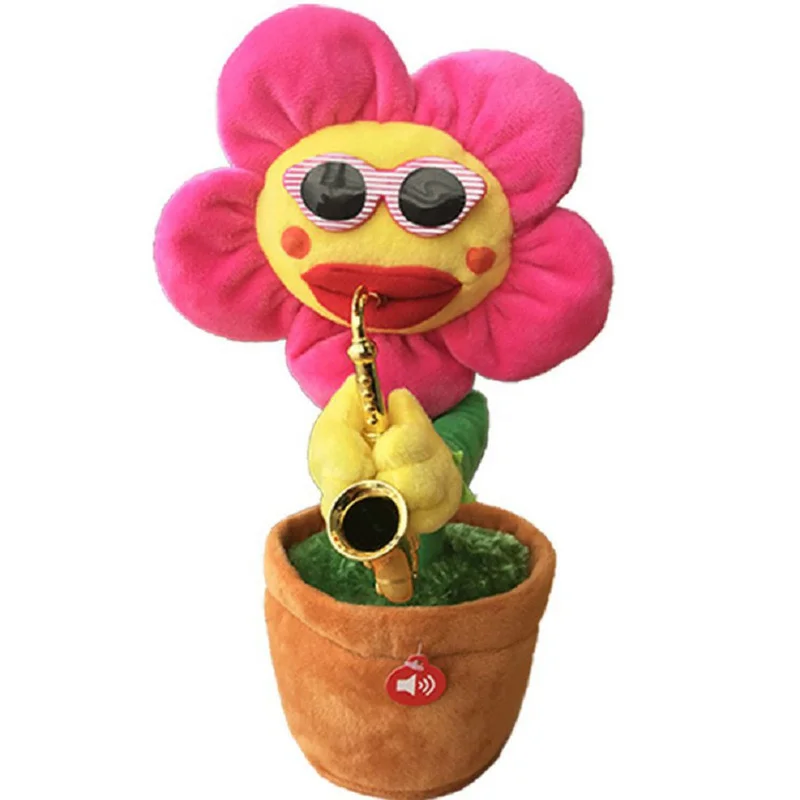 Saksofon taniec i śpiew kwiat czarujący słonecznik miękkie zabawki pluszowe