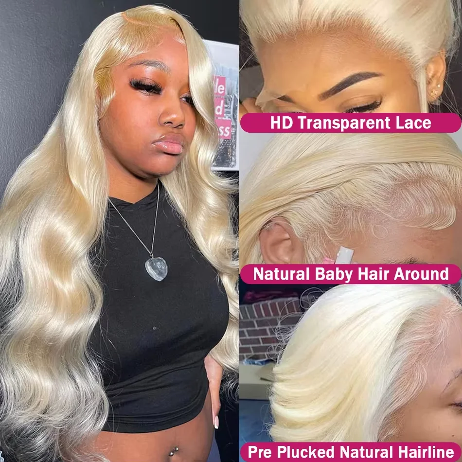 Body Wave 613 Blonde Wig 13x6 HD Transparent Human Lace Full Frontal Wig Colored 13X4 Human Hair Wigs 40 46 Inches