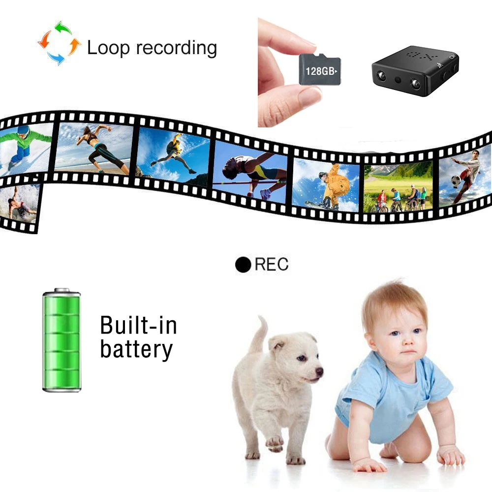 Mini telecamera XD IR-CUT Il più piccolo videocamera di sicurezza domestica Full HD 1080P Visione notturna a infrarossi Micro cam DV DVR Rilevazione movimento - immagine 2
