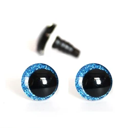 Set of 20 Colorful Round Cartoon Glitter Toy Safety Eyes with Washers - 20mm (Blue)
