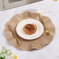 Round Braided Placemats Set Of 2 Place Mats Corrugated Edge For Dining Tables Woven Washable Non-Slip Table Mats 15 Inch 3