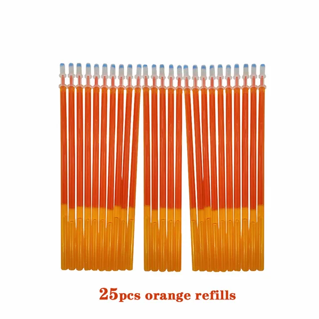 25 pcs/set Erasable Gel Pen Refills Rod 0.5mm Washable Handle Magic Erasable Pen for School Pen Writing Tools Kawaii Stationery 25pcs orange refills
