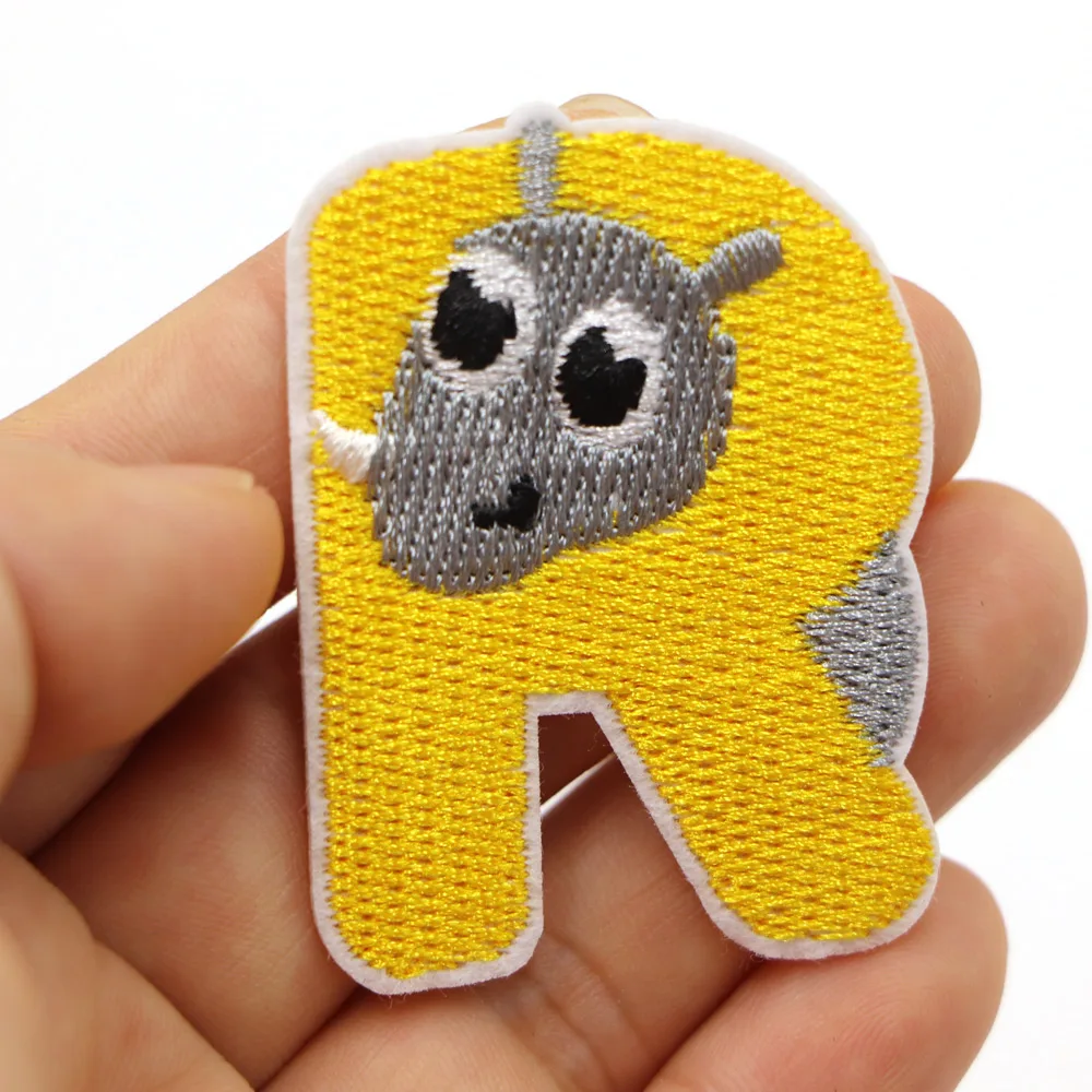 1PC Eisen auf Patches Nähen auf Applique Patches Tiere Buchstaben Alphabet Gestickte Patches Diy Benutzerdefinierte Name Abzeichen Reparatur patch – Detail 22