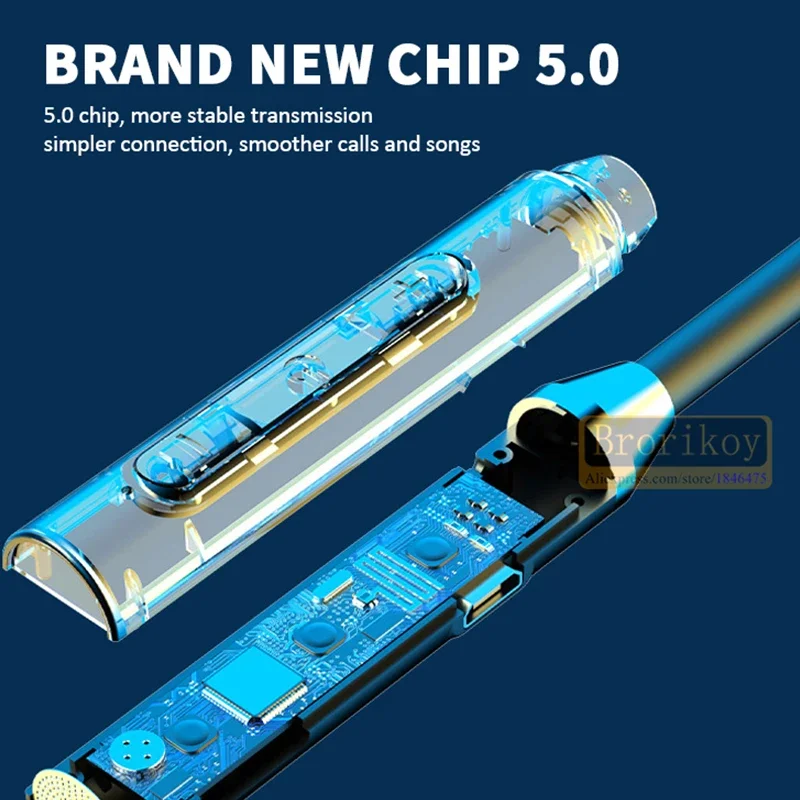 YD08 블루투스 무선 헤드폰, 마그네틱 스포츠 넥밴드, 목에 거는 TWS 이어버드, 무선 블루투스 헤드셋, 마이크 포함