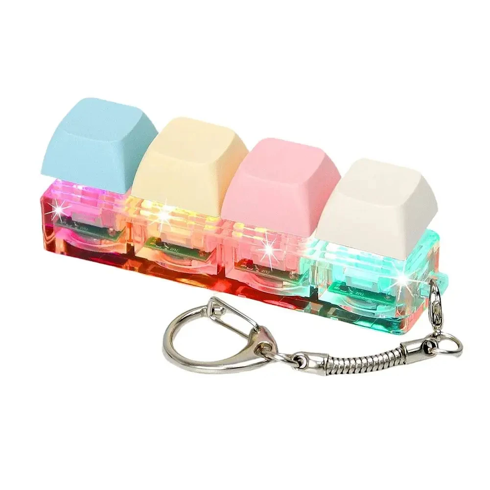 Keyboard Decompression Toys 4 Keys Keyboard Fidget Toy with LED Light Button Stress Relief Mechanical Key Toy for Adult and Kids