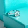 AnuJewel 3ct D Color Asscher Cut Moissanite Engagement Wedding Ring S925 Sterling Silver Rings For Women Jewelry Wholesale 3