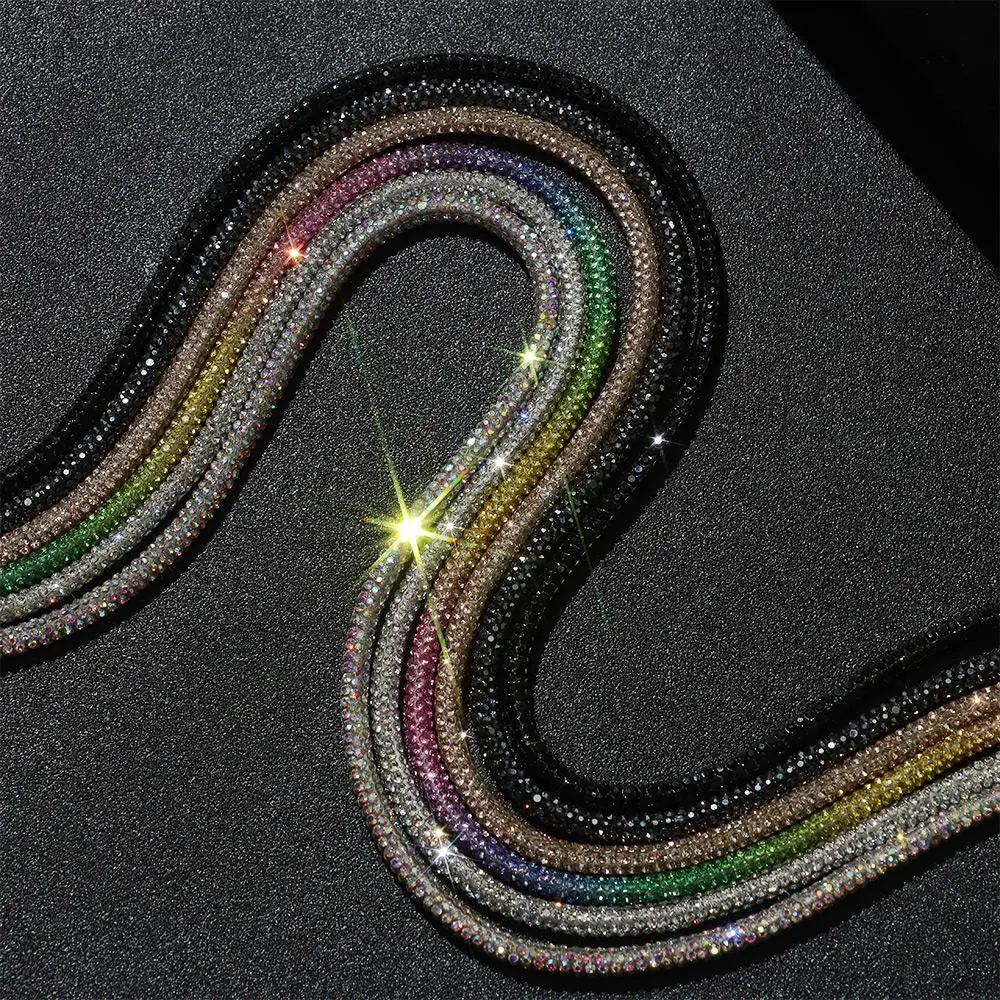 럭셔리 라인석 신발끈, 레인보우 다이아몬드 신발 끈, 스니커즈 라운드 신발끈, DIY 끈, 100 cm, 120 cm, 140 cm, 160cm, 1PC