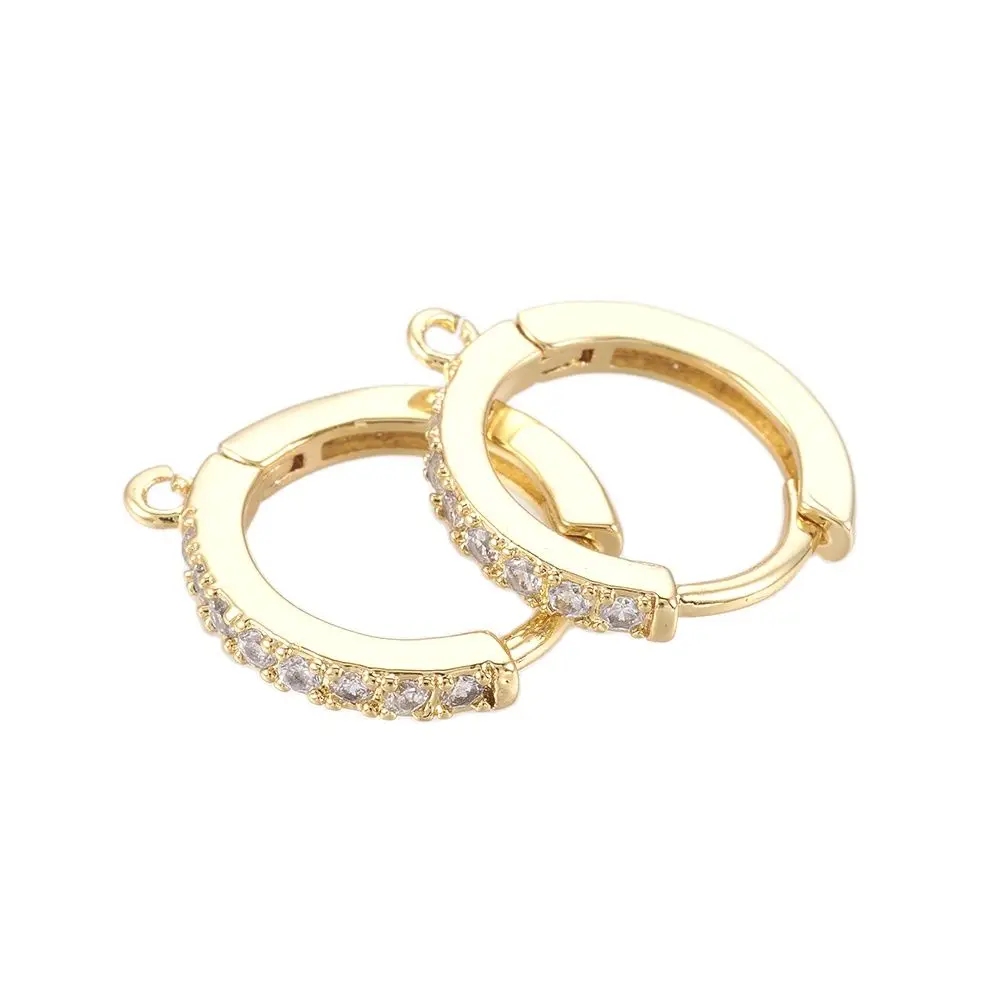 10pair Brass Micro Pave Cubic Zirconia Huggie Hoop Earring Findings Clear Mixed Color 16x14x2mm For Woman Earring Jewelry Making