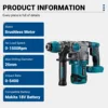 Drillpro Brushless Electric Hammer Drill 26mm Cordless Rotary Hammer Handheld Impact Drill Power Tool For Makita 18V Battery 2