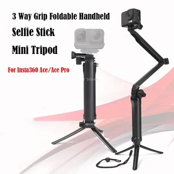 Mini treppiede per selfie portatile pieghevole con impugnatura a 3 vie per Insta360 Ace Pro GoPro 12 11 DJI Action 4 3 Accessori per action camera
