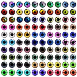 100pcs/50pairs 6 8 10 12mm Mixed Sparkling Doll Eyes Chips Horse Dinosaur Animals Photo Glass Cabochons DIY Jewelry Accessories