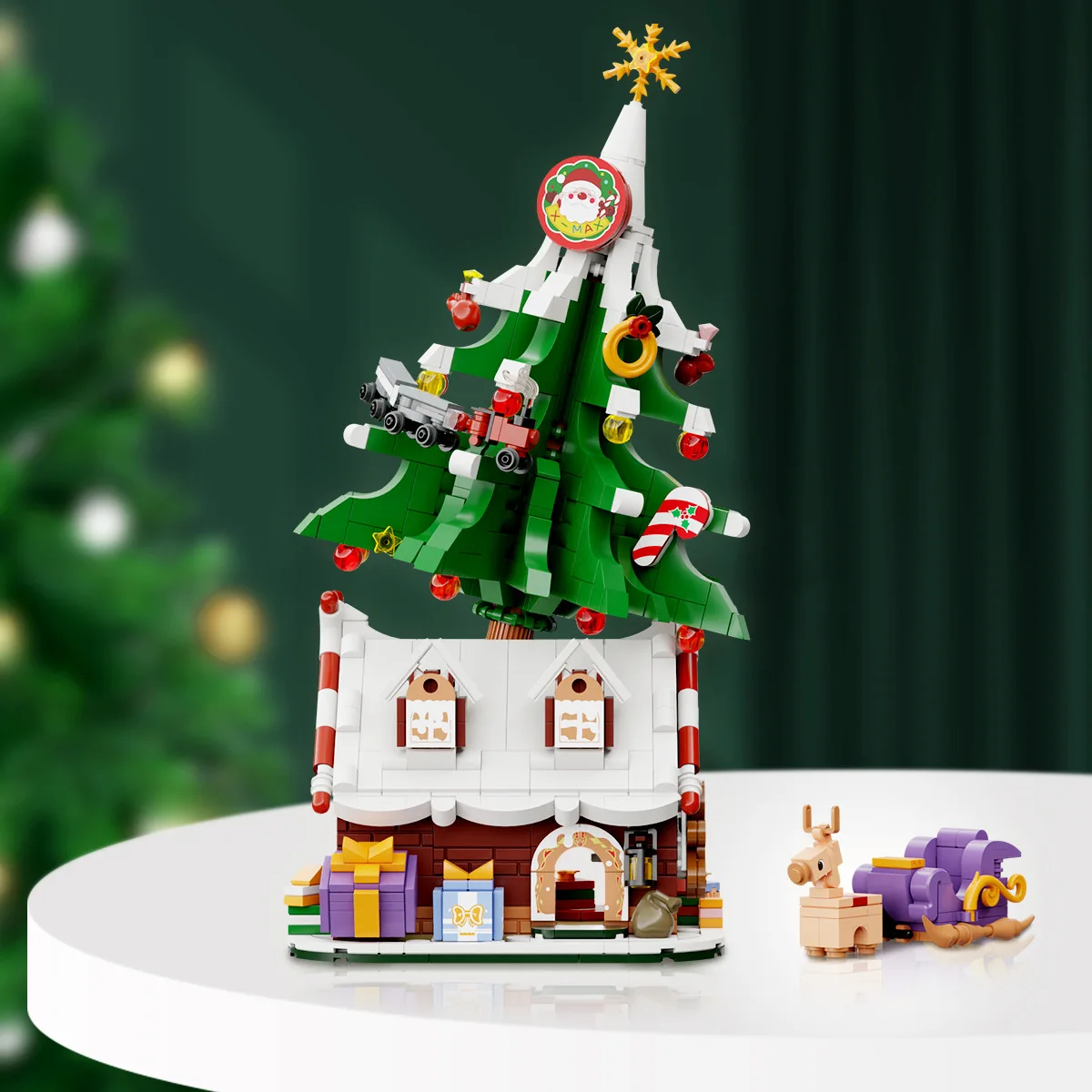 Christmas Gift Christmas Tree Building Block Elk Christmas House Santa Table Home Decor Bricks Set Toys For Children Kids Gift