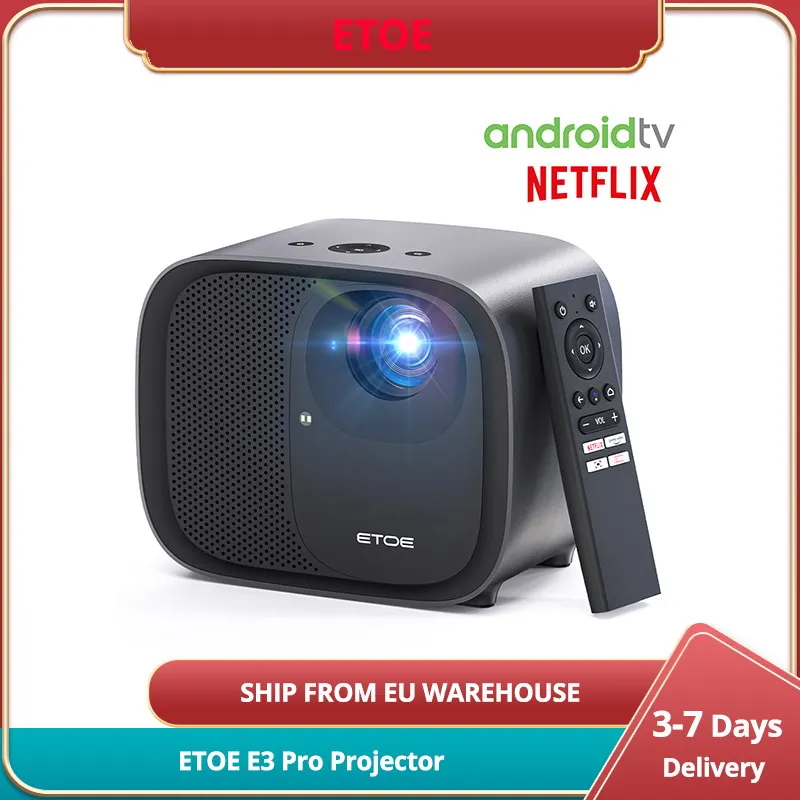 ETOE E3 Pro Projector with Android TV, 600 ANSI, Native 1080P, 4K