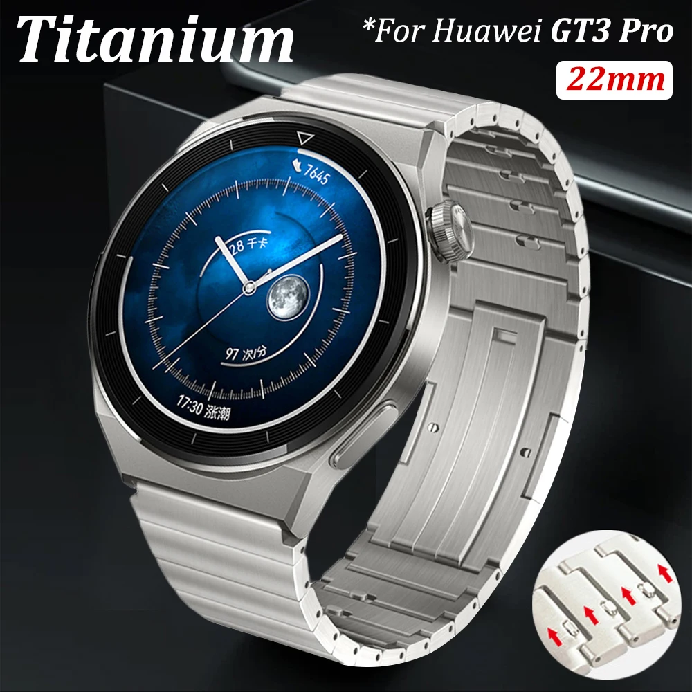 

Ремешок из титанового сплава для Samsung Galaxy Watch 3 45 46 мм, роскошный звеньевой браслет для Huawei Watch 4 GT 3 Pro 2e 42 мм, 22 мм